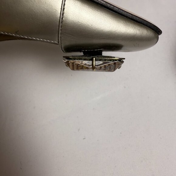 Ferragamo | Size 8 | Metallic Grey (Gunmetal) Megan Block Heeled Pumps - Picture 11 of 12